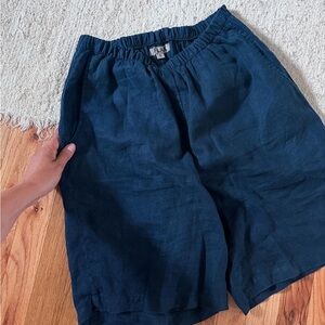 FLAX - Navy Blue Linen Shorts